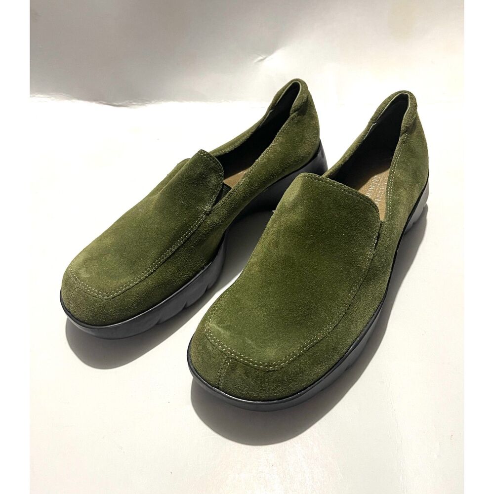 Classic Element loafers leather shoes green moccasin casual comfy women's 7.5